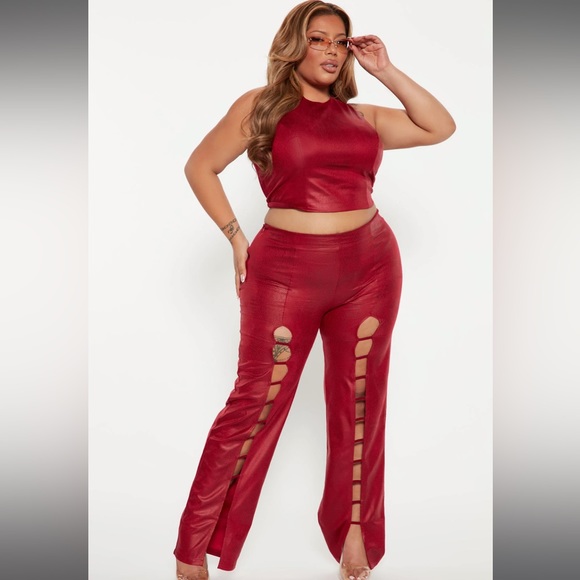 Red leather pants set - Picture 2 of 2